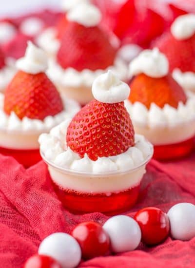 Strawberry santa hat desserts.