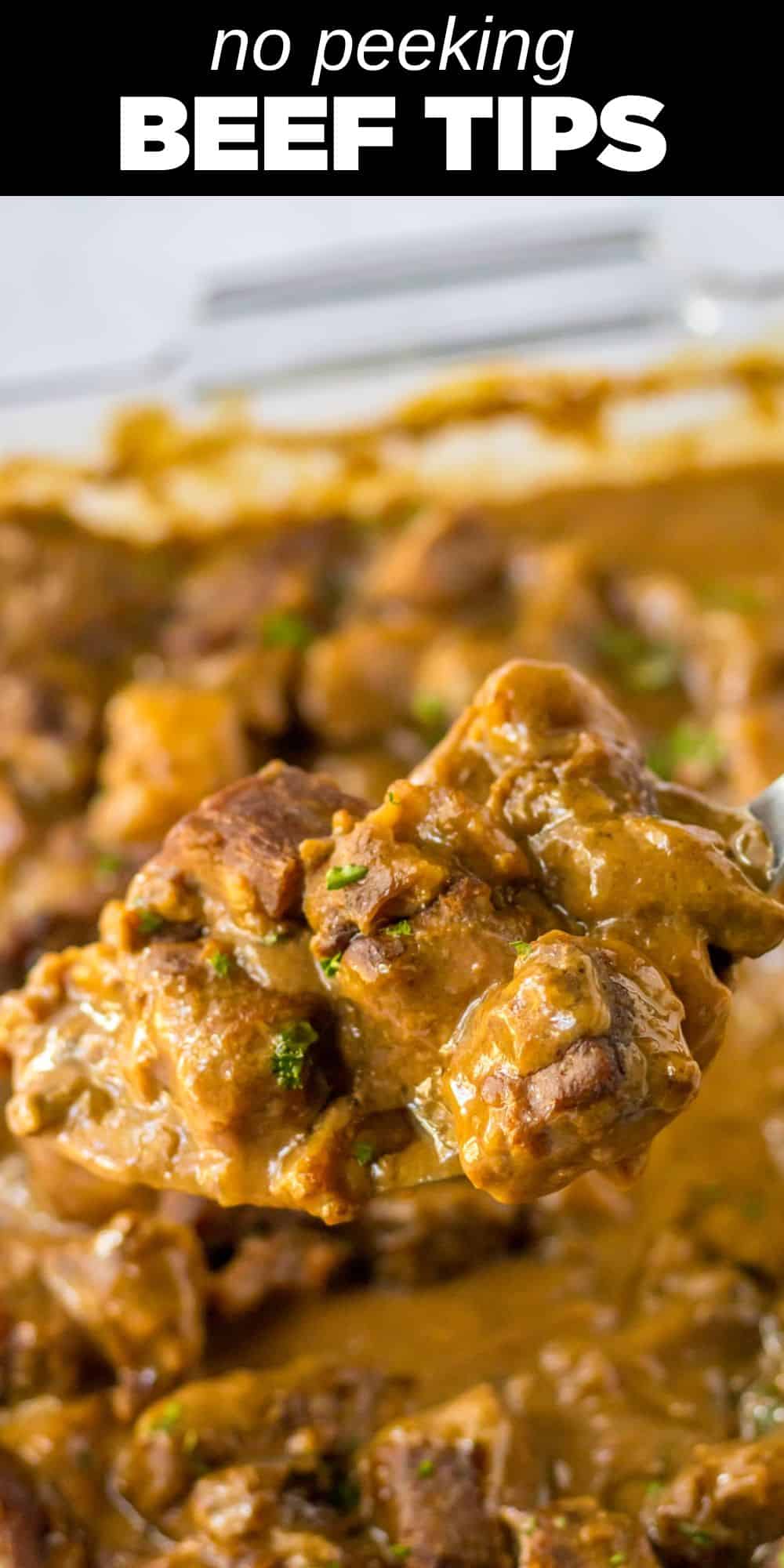 These oven-cooked Beef Tips with savory gravy make for a scrumptious and easy dinner the whole family will love. And the great thing is that they only take five minutes of prep time and they're ready to pop in the oven. 