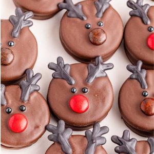 Reindeer Oreos with red noses.