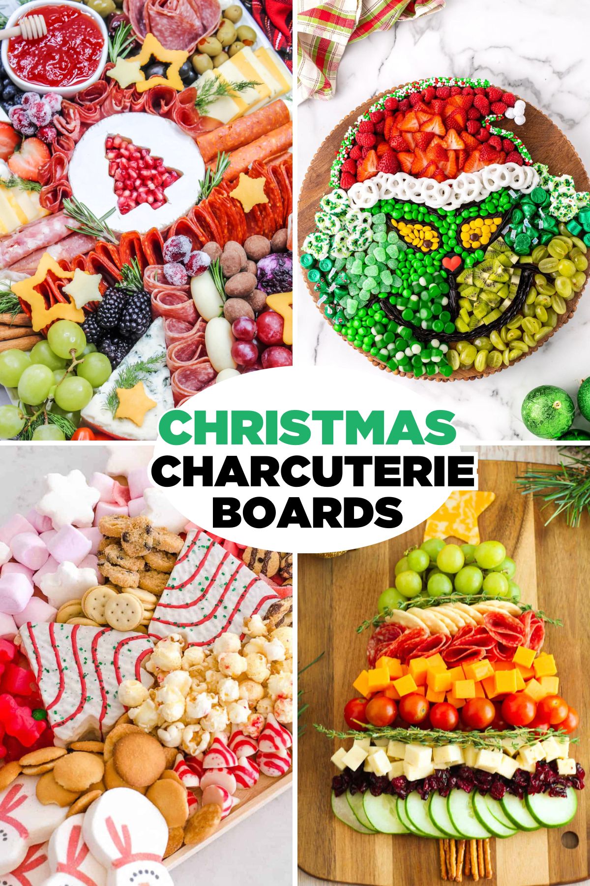 A festive display of Christmas charcuterie boards, filled with delicious ideas for your holiday gatherings.