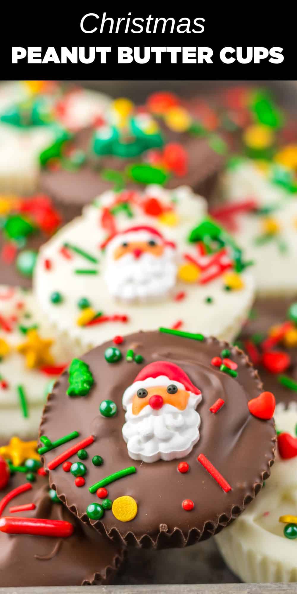 Peanut butter cups are always delicious but even more so when you make them yourself! These delicious peanut butter cups are coated with white and dark with festive sprinkles that make them perfect for giving out as gifts or adding to the holiday dessert table.