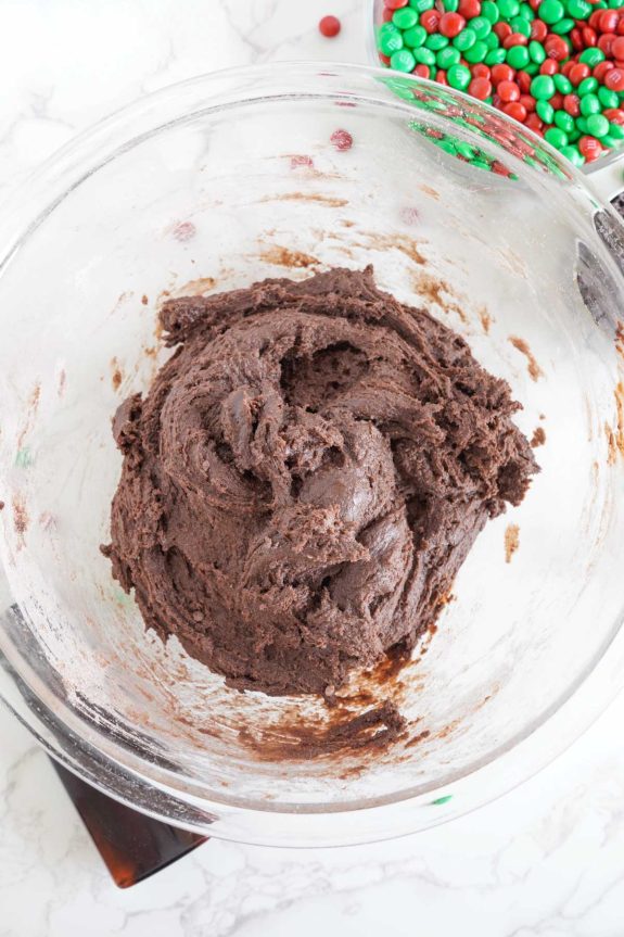 Chocolate brownie dough in a bowl