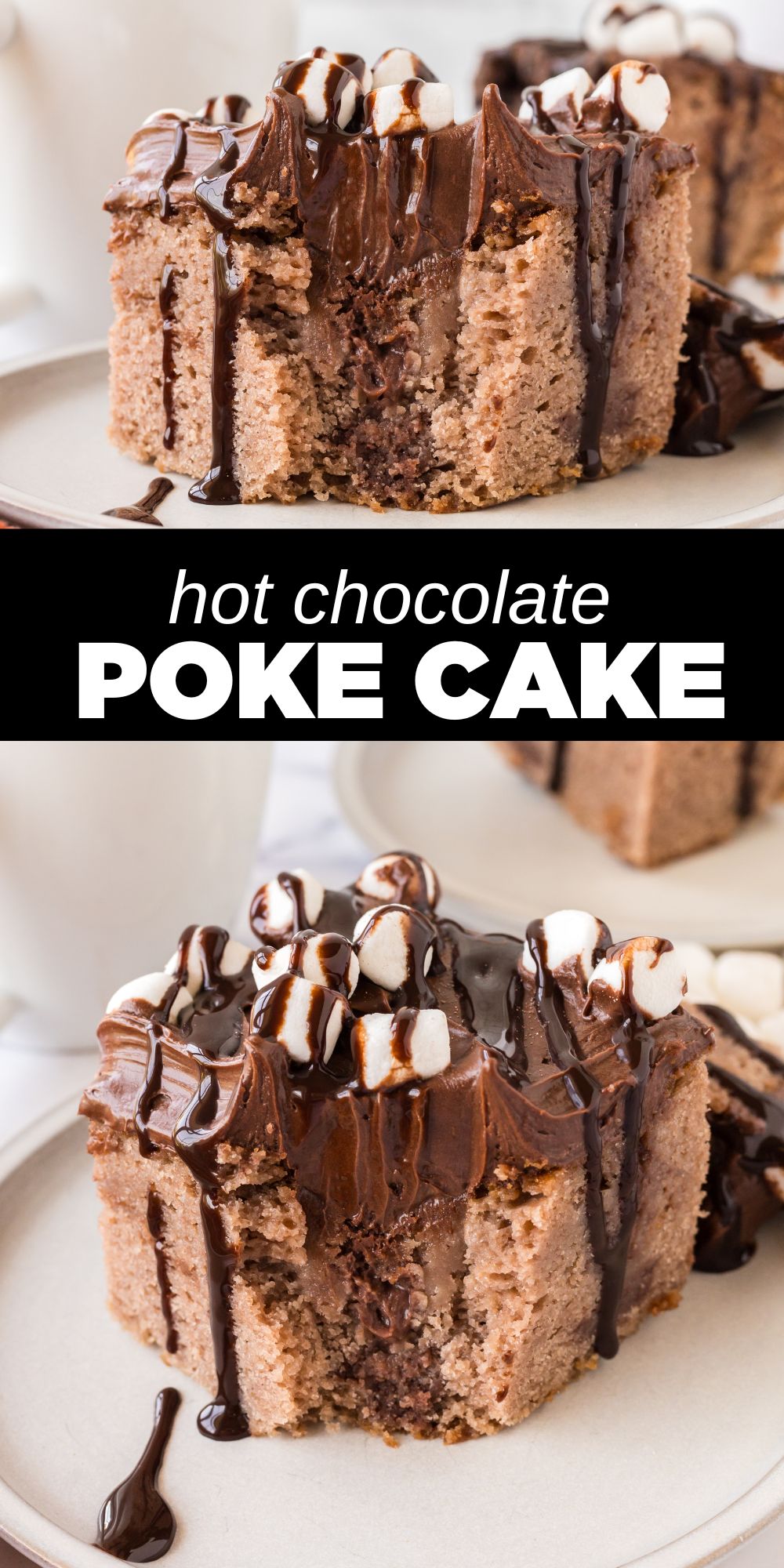 This homemade Hot Chocolate Poke Cake combines all the wonderful flavors of hot chocolate into a super moist and delicious cake. This decadent sweet treat makes the perfect dessert for potlucks, holidays or special occasions.