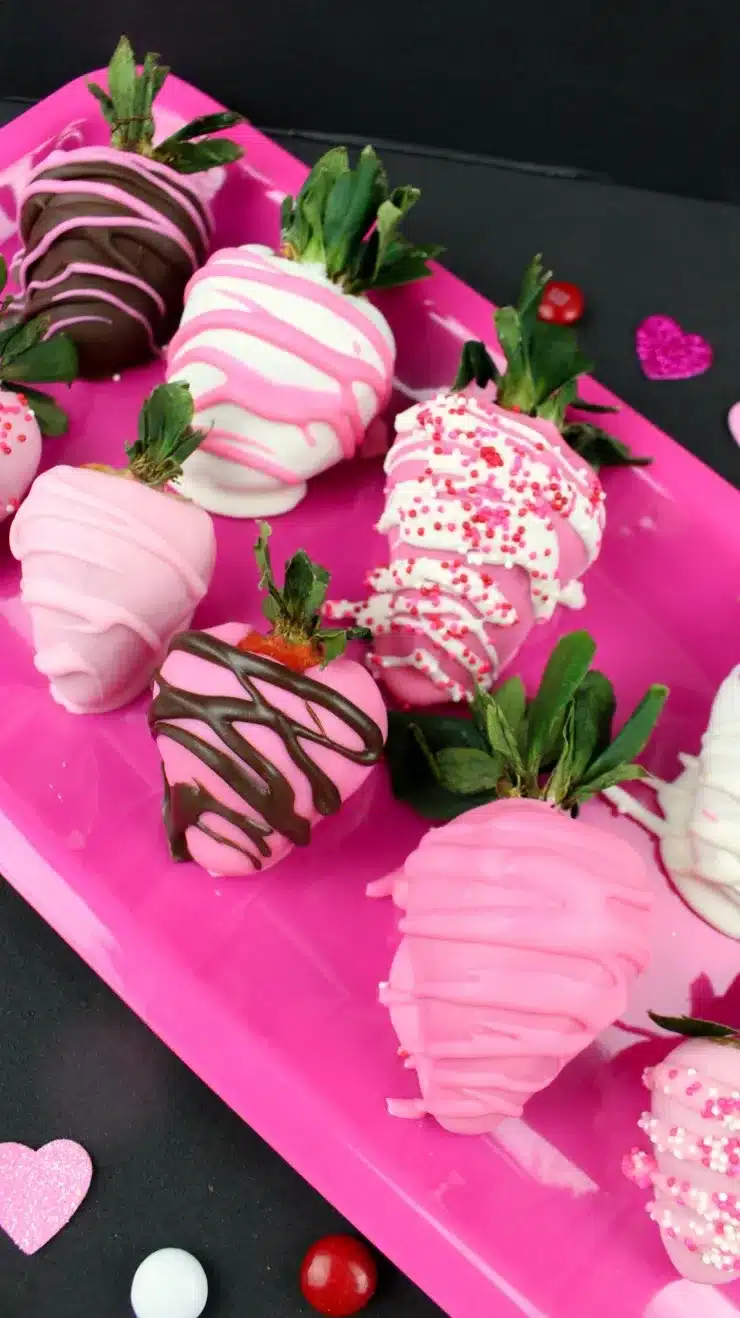 Pink and White Chocolate covered strawberries