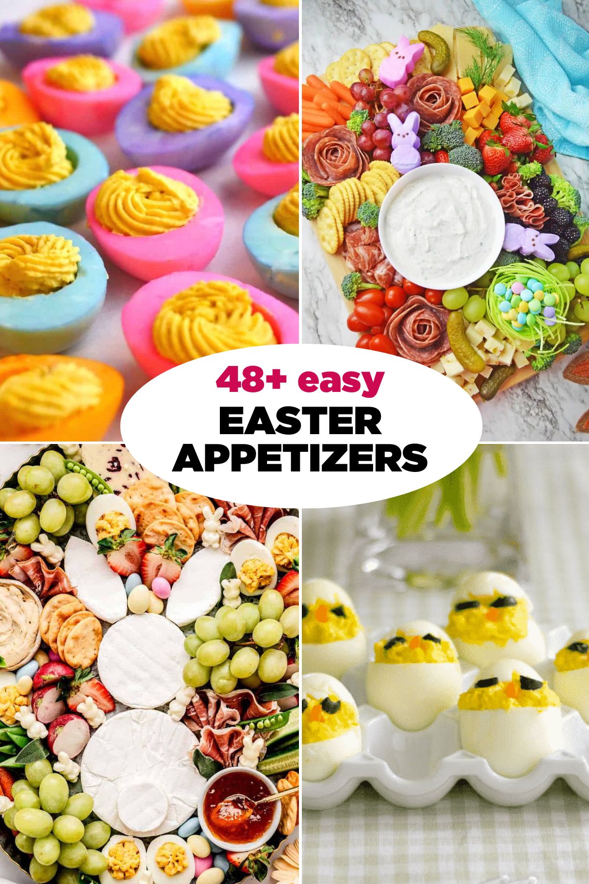 A colorful arrangement of Easter appetizers, showcasing a variety of tantalizing bites to enhance your Easter festivities.