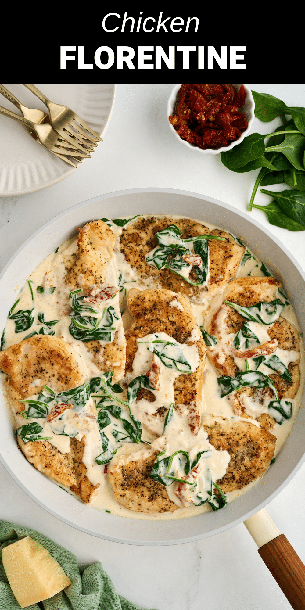 With easy-to-follow step-by-step instructions, this creamy Chicken Florentine recipe allows you to get a hearty dinner on the table in a snap. Flavorful, juicy chicken cutlets with tender spinach are simmered in a cheesy cream sauce in just 30 minutes.