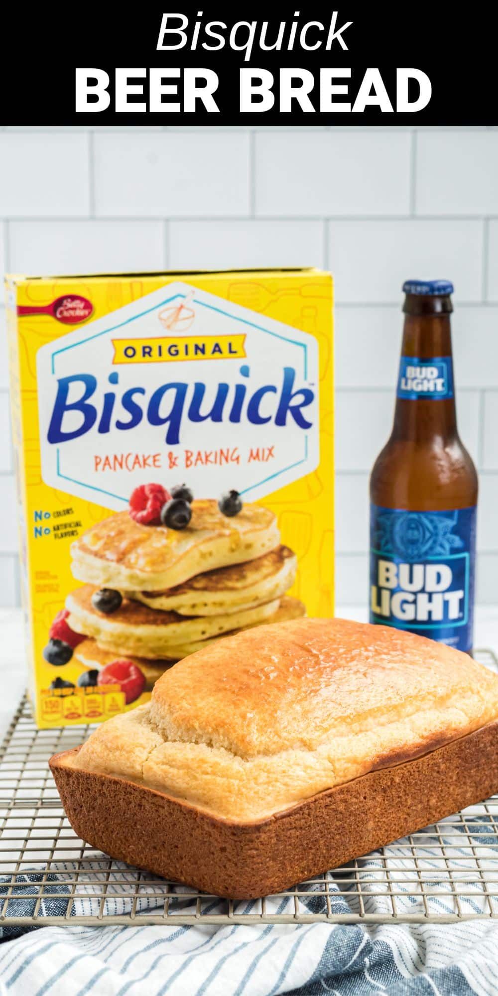 This easy homemade Bisquick Beer Bread is soft and tender on the inside with an incredible buttery crusty top! Warm and delicious, this bread is perfect to serve with dip for a hearty appetizer or along with your favorite soups or stews for a comforting meal the whole family will enjoy.