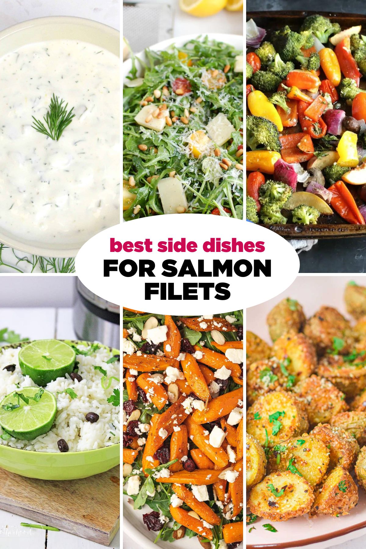 Four side dishes for salmon fillets.