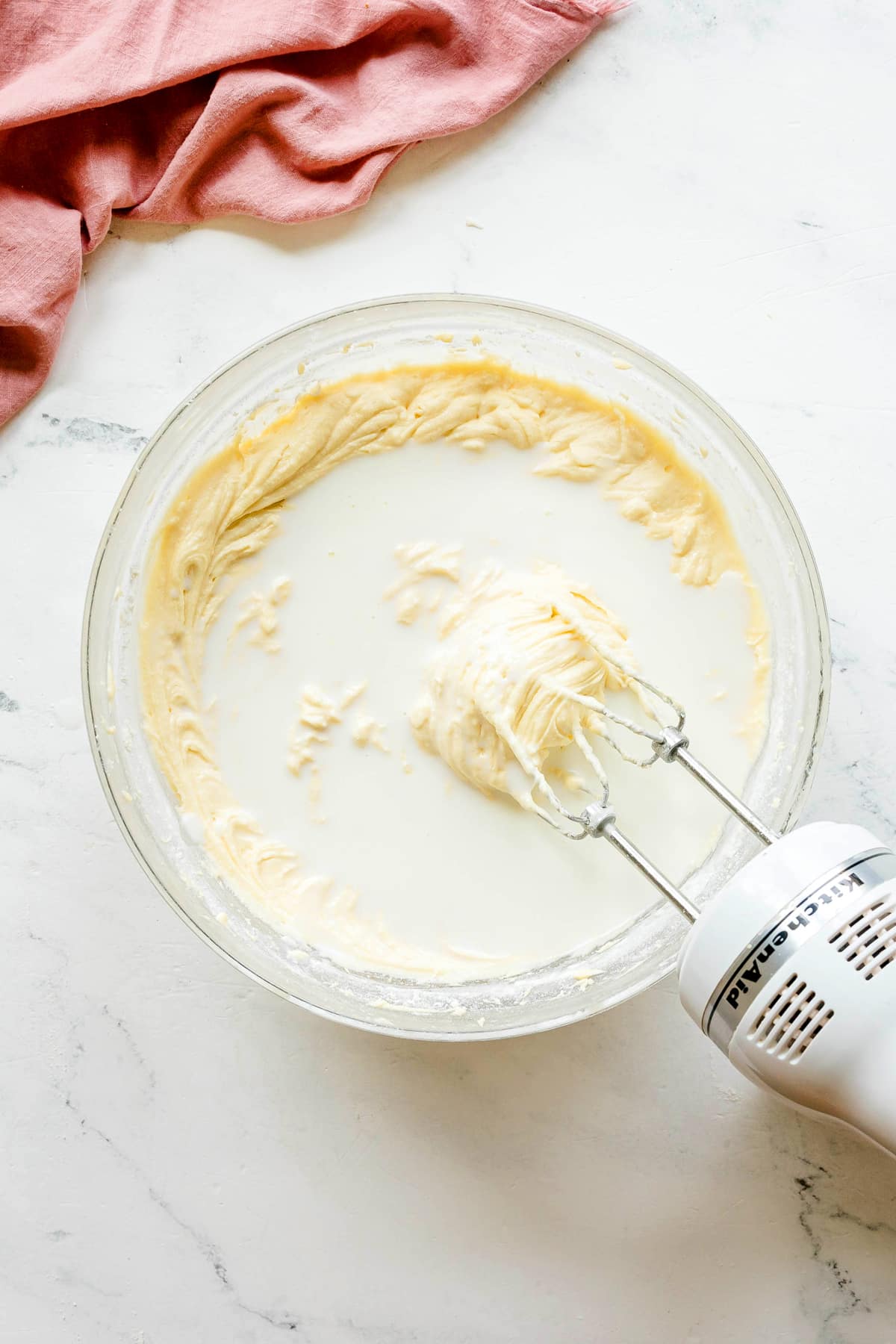 Also add the milk to Paula Deen Pound Cake mixture